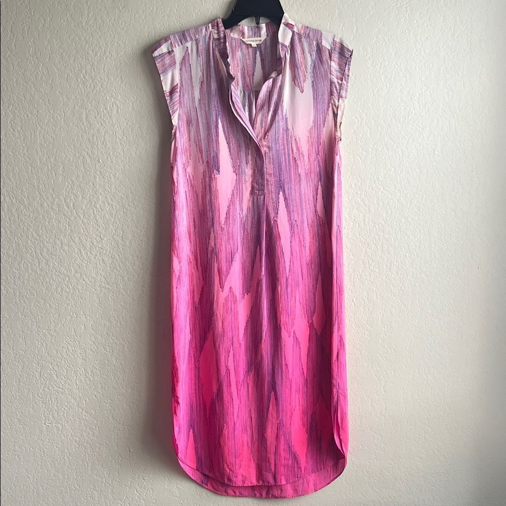Like New! Rebecca Taylor 100% Silk Dress Ombre Fuchsia Pink in Size 6 - Picture 2 of 12